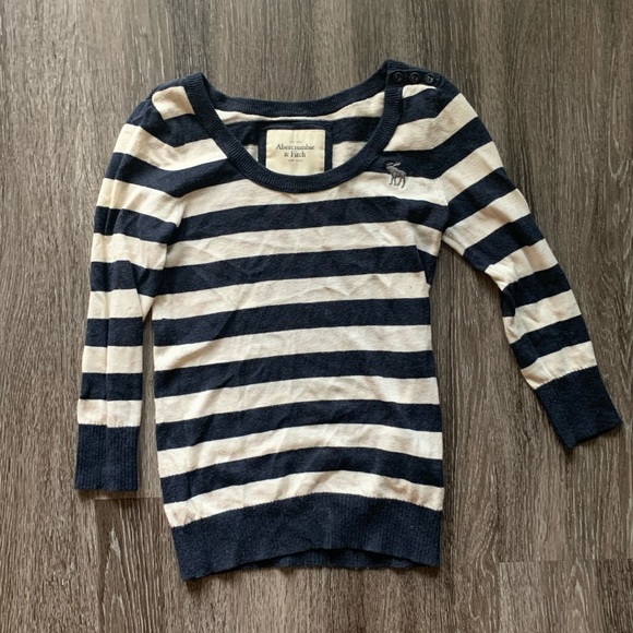 Abercrombie and Fitch Stripe Sweater Navy Blue XS - Picture 2 of 6